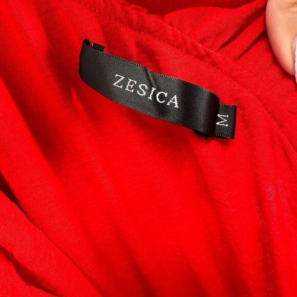 Red One Shoulder Ruffle Dress Size M Zesica High Low Date Night Valentines Sexy - Picture 5 of 7